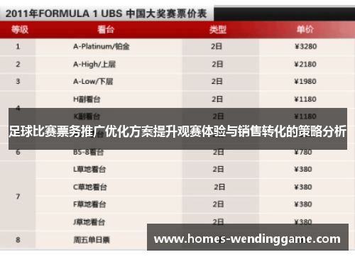 足球比赛票务推广优化方案提升观赛体验与销售转化的策略分析