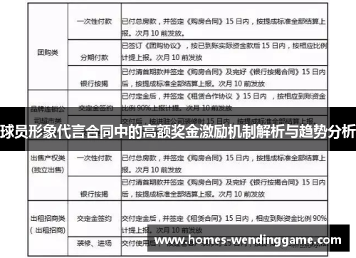 球员形象代言合同中的高额奖金激励机制解析与趋势分析