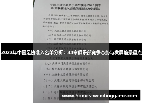 2023年中国足协准入名单分析：44家俱乐部竞争态势与发展前景盘点